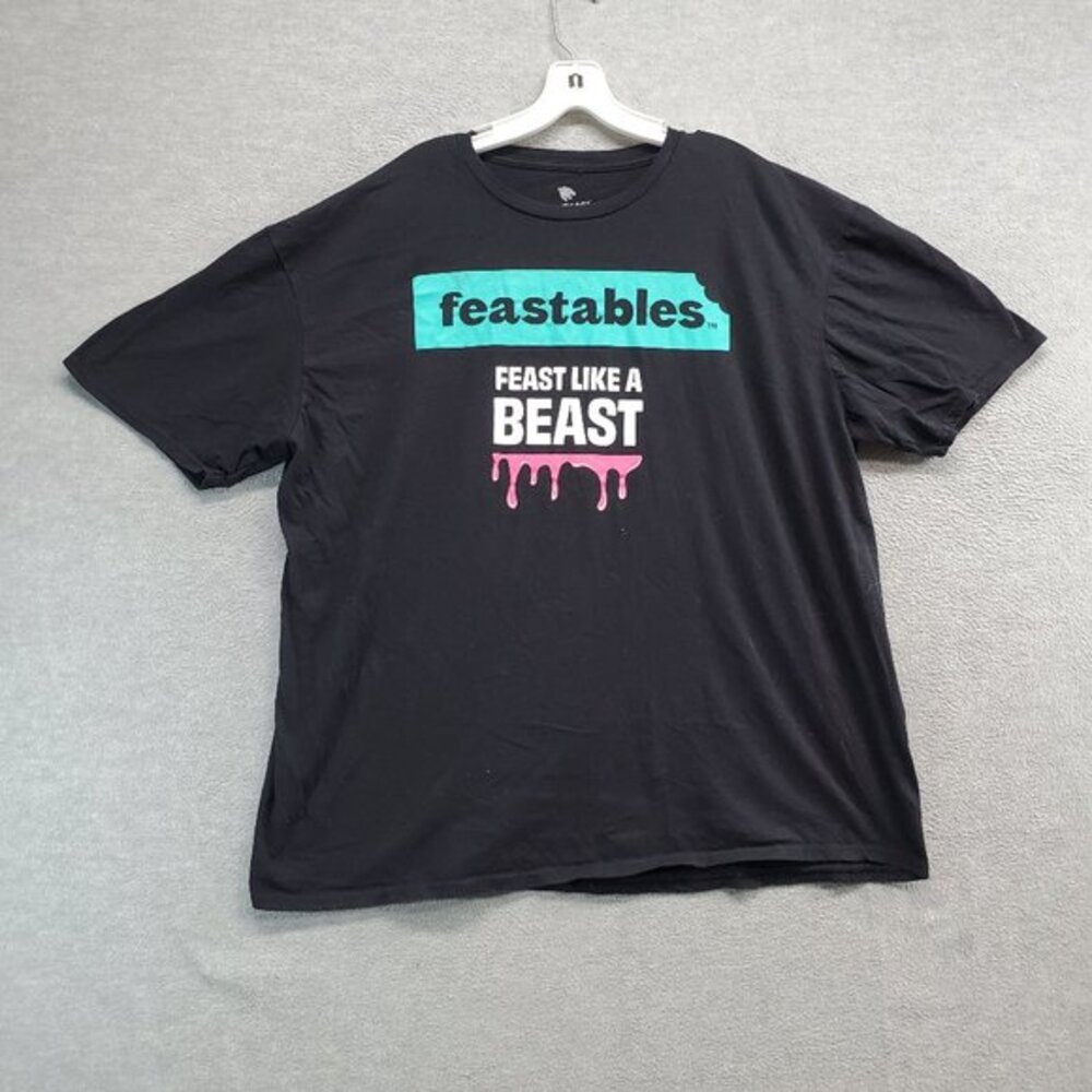 Mr.Beast Men Shirt 2XL‎ Black Feastables Feat Like A Beast Logo Graphic Print